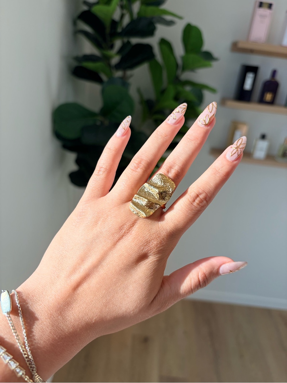 Textured Gold Sculptural Statement Ring